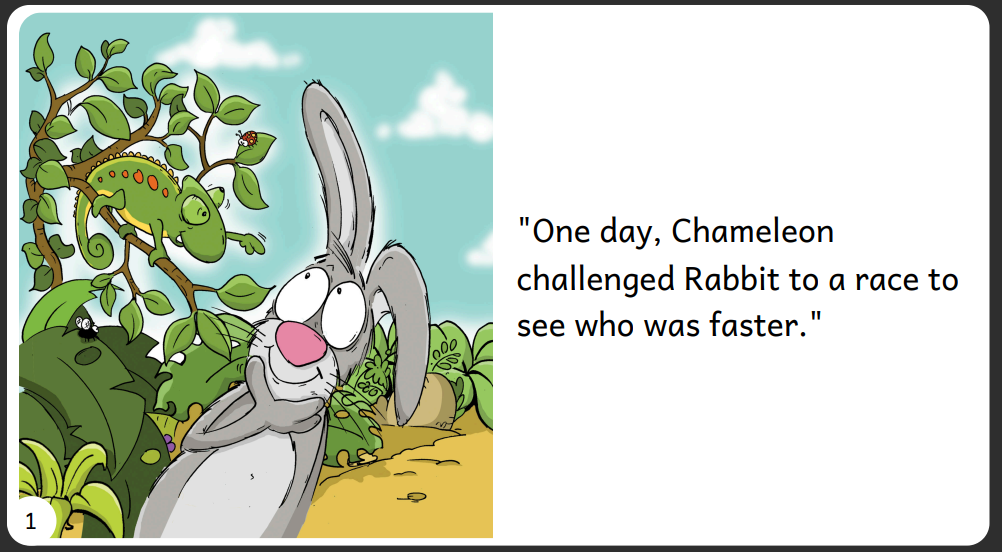 From “Chameleon Races Rabbit”.        Copyright 2022, Little Zebra Books.